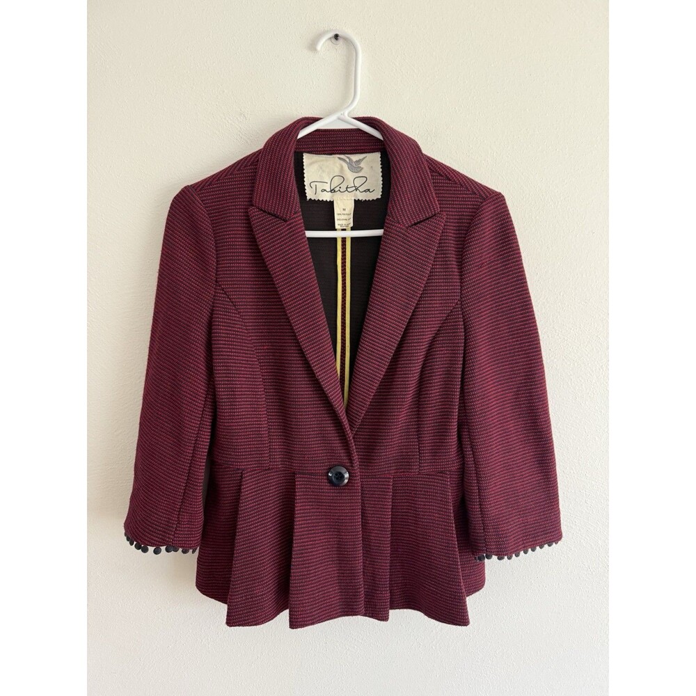 Anthropologie Tabitha Chandelier Peplum Striped Blazer  Women Size M *Flaw